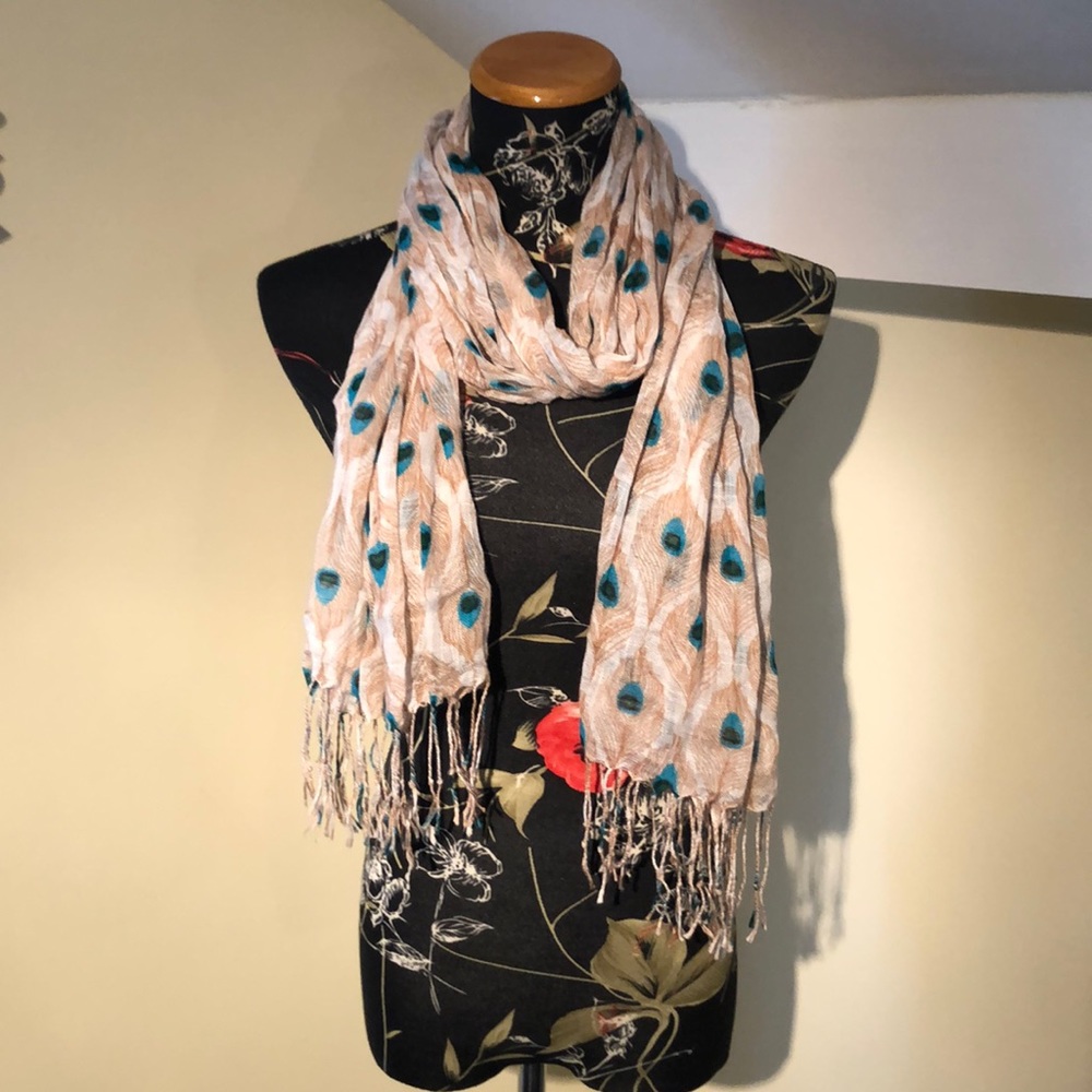 🦚 Peacock Print Viscose Scarf 🦚